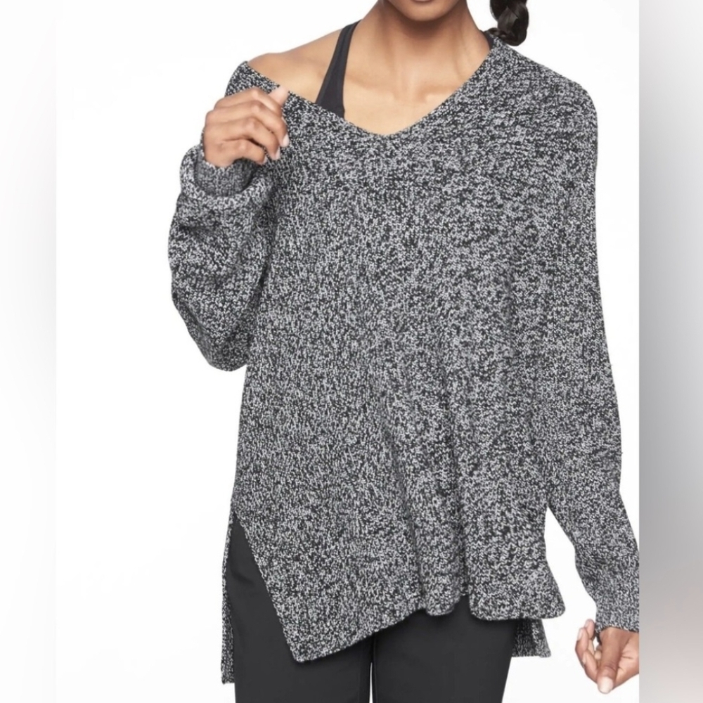 Athleta Switchback Pullover Sweater Black Marl He… - image 1
